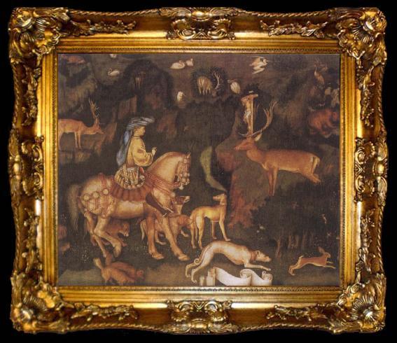 framed  Antonio Pisanello The Vision of Saint Eustace, ta009-2